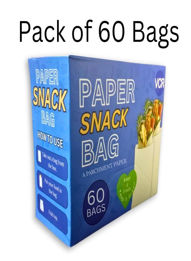 VCR Multi-Purpose Paper Snack Bags 60 Pack - 8x5.5 Inch White Paper Bags for Food Storage, Take Away, Parcel and Packaging - Image 2